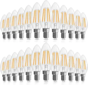 Candelabra Light Bulbs 40 watt, E12 LED Bulb Dimmable Chandelier Light Bulbs, B10 Candle Light Bulbs 2700K Soft White, 90 CRI, 400LM, Cear Glass, 24 Pack