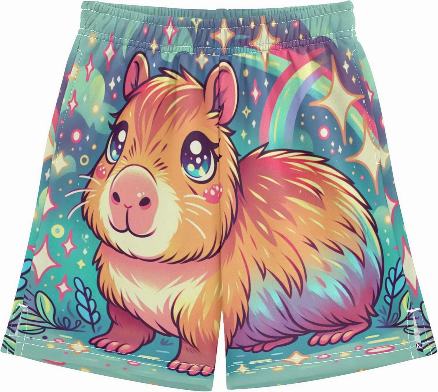 Capybara Colorful Magical Boys Athletic Shorts Casual Short Summer Track Shorts 7-15Y