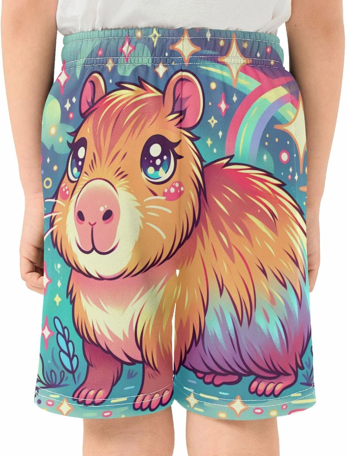Capybara Colorful Magical Boys Athletic Shorts Casual Short Summer Track Shorts 7-15Y