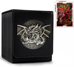 Card Deck Box for YGO MTG 3D sculpted relief Deck Box 110 Card Storage Box Trading Games Leather Storage with divider (Sky Dragon Titanium Color)
