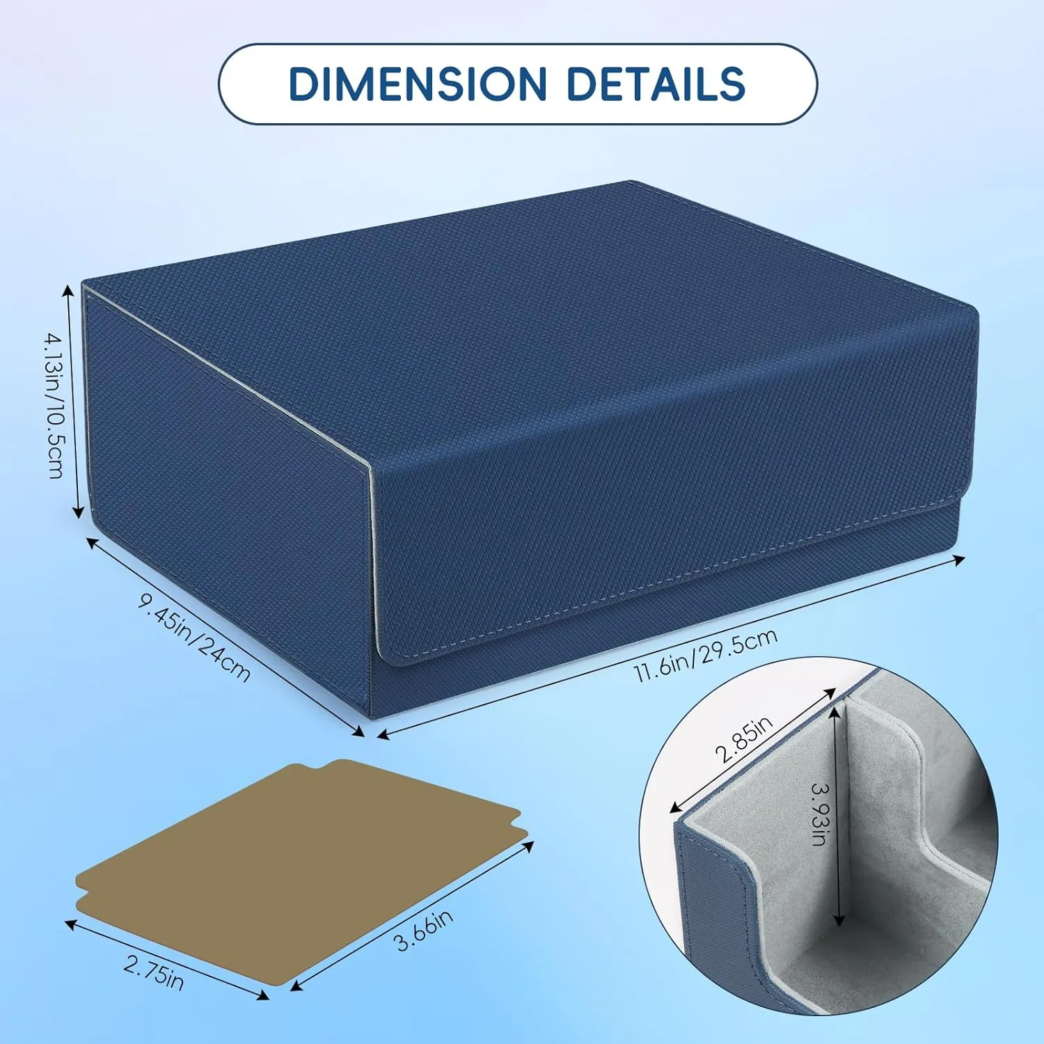 Card Storage Box for Trading Cards,1800  PU Leather Commander Card Deck Case with 12 Dividers and 3 Supporters,Magnetic Closure Card Holder Fits YuGiOh,MTG and Sport Cards(Blue, 3-Row)