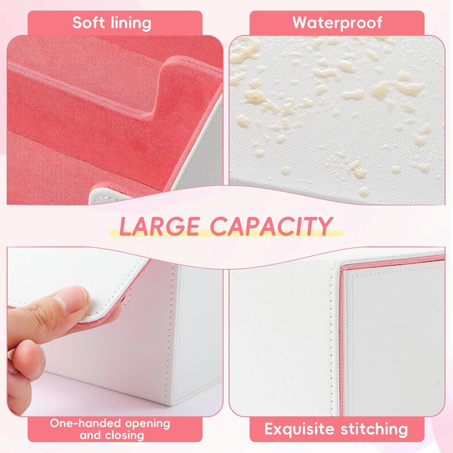 Card Storage Box for Trading Cards,1800  White PU Leather Commander Card Deck Case with 12 Dividers and 3 Supporters,Magnetic Closure Card Holder Fits YuGiOh,MTG and Sport Cards (White,3-Row)