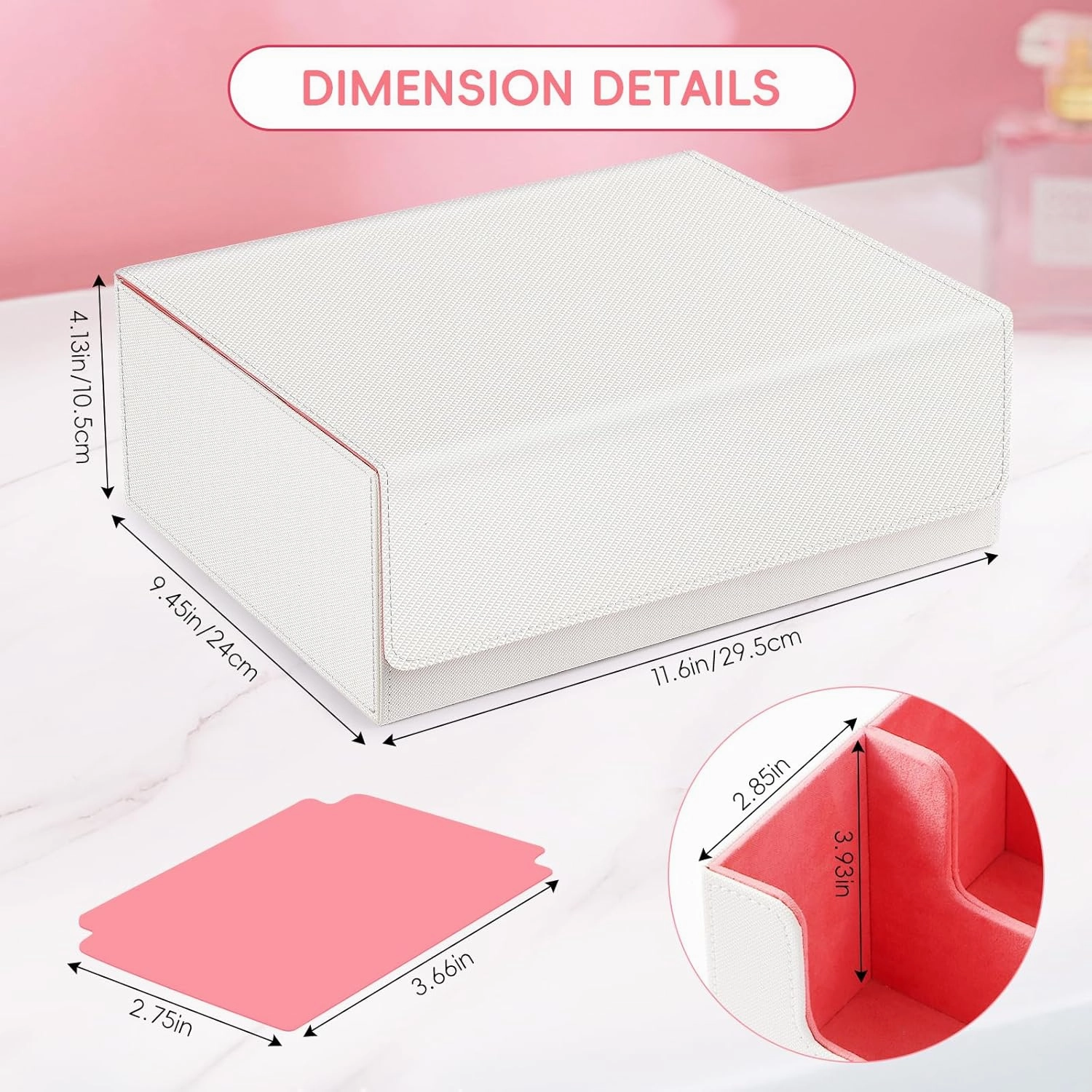 Card Storage Box for Trading Cards,1800  White PU Leather Commander Card Deck Case with 12 Dividers and 3 Supporters,Magnetic Closure Card Holder Fits YuGiOh,MTG and Sport Cards (White,3-Row)