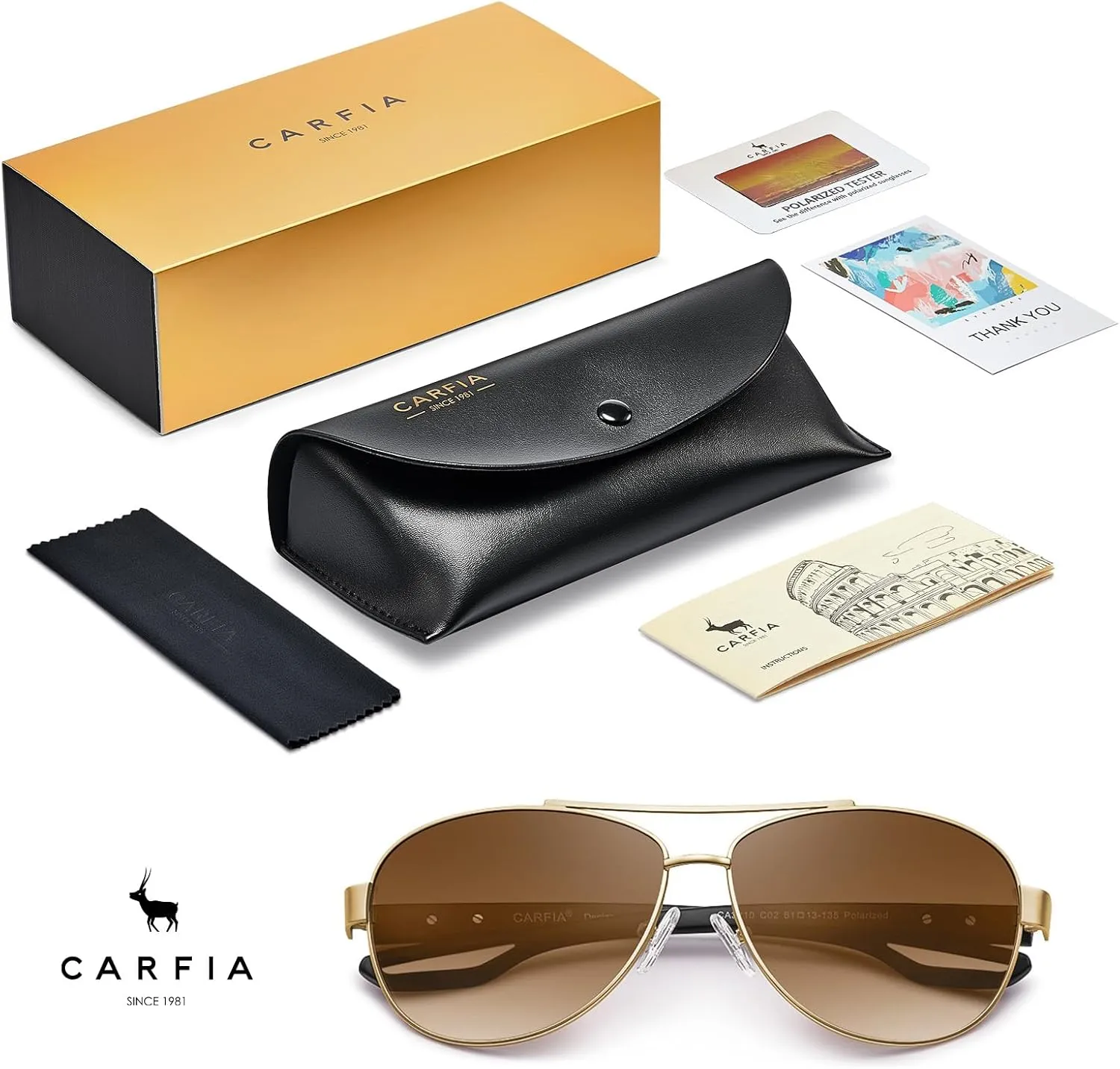 CARFIA Polarized Sunglasses for Women UV Protection Ultra-Lightweight Comfort Metal Frame Driving Glasses CA3210
