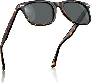 CARFIA Square Polarized Sunglasses for Men UV400 Protection Retro Acetate Italian Hand-crafted Driving Shades