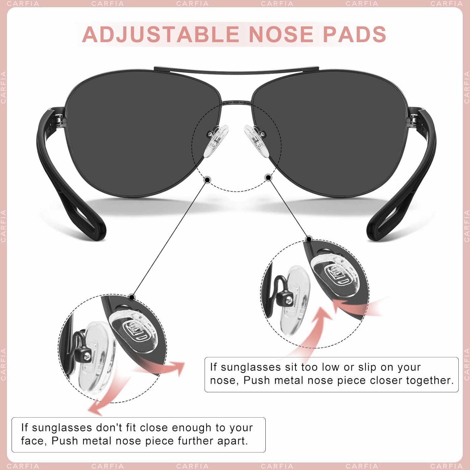 CARFIA Polarized Sunglasses for Women UV Protection Ultra-Lightweight Comfort Metal Frame Driving Glasses CA3210