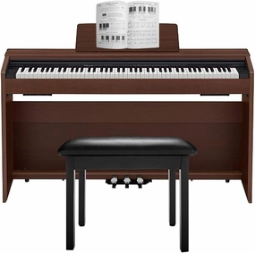 Casio PX-870 BN Privia Digital Home Piano (Brown) Bundle with Style Flip-Top Piano Bench (Black), and A Concise Approach to Learning and Playing with CD (3 Items)