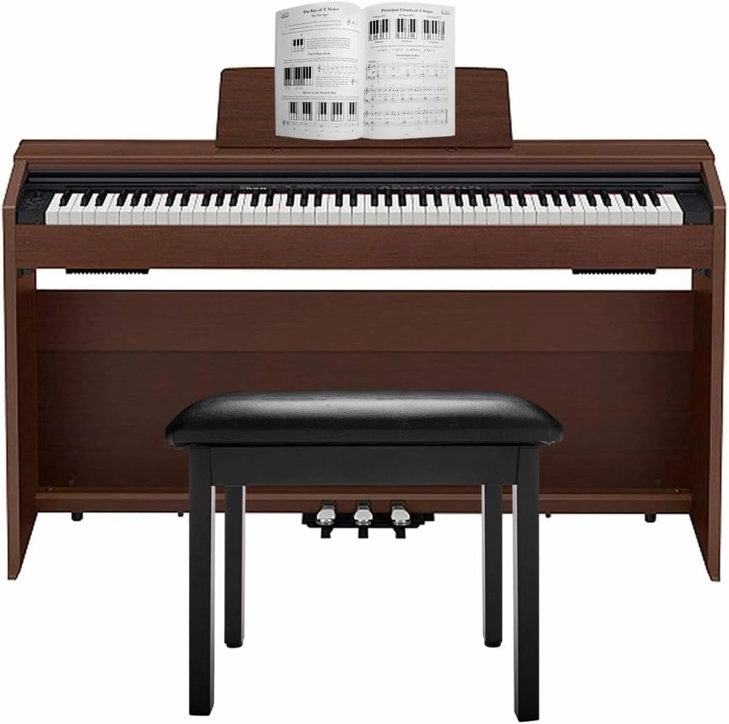 Casio PX-870 BN Privia Digital Home Piano (Brown) Bundle with Style Flip-Top Piano Bench (Black), and A Concise Approach to Learning and Playing with CD (3 Items)