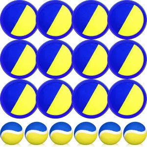 Charniol Kids Toys Toss and Catch Game Set 12 Paddles 6 Balls Beach Game Outdoor Ball Sports Games Toss and Catch Ball Set with Paddles Ball Nylon Catch Toys for Kids Adults