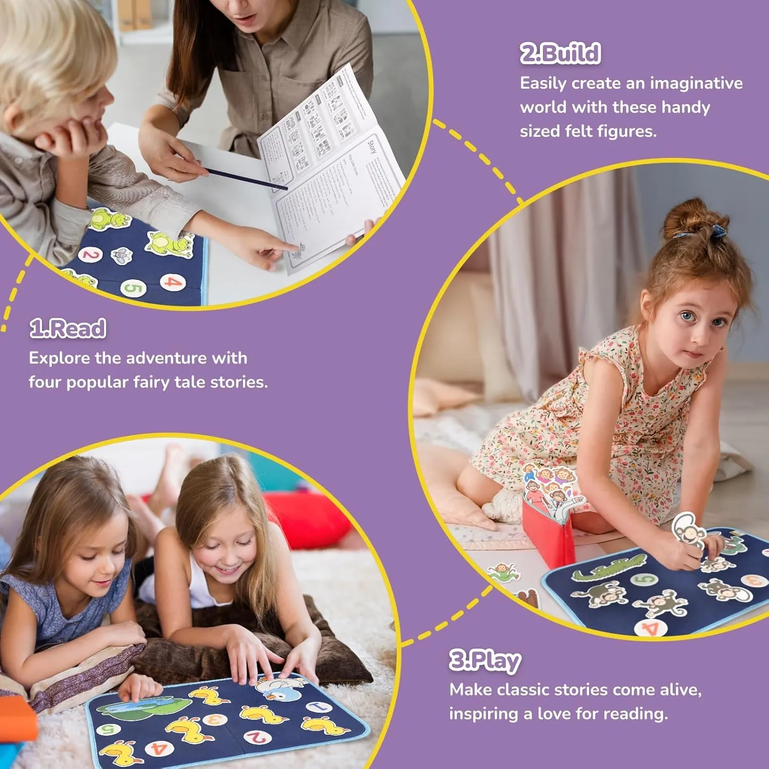CHEFAN 12 Pack Felt Storyboard Pieces for Toddler, Flannel Board Stories for Preschool Activities