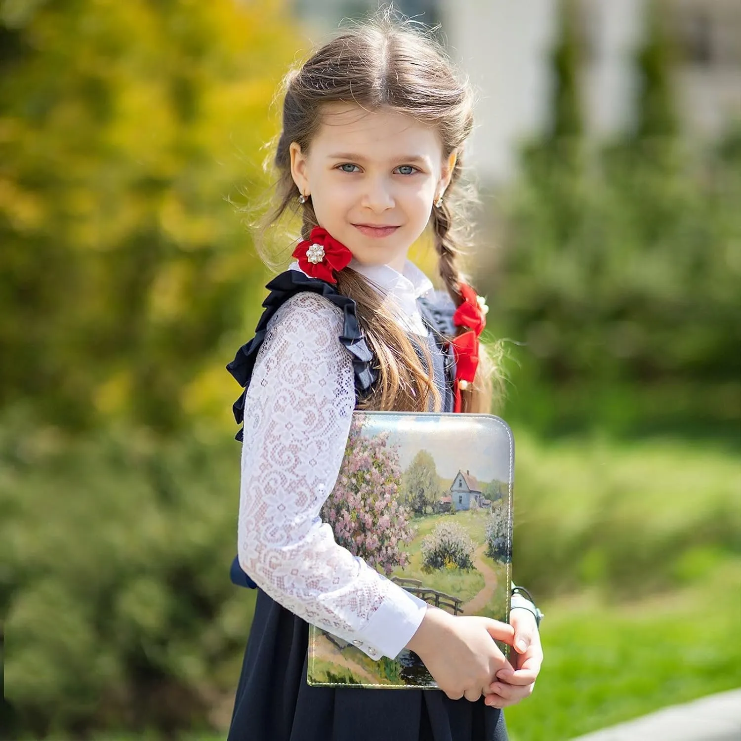 Cherry Blossoms Villagers Trading Card Binders 4 Pocket Card Collector Book with Sleeves 3 Ring Trading Card Binder