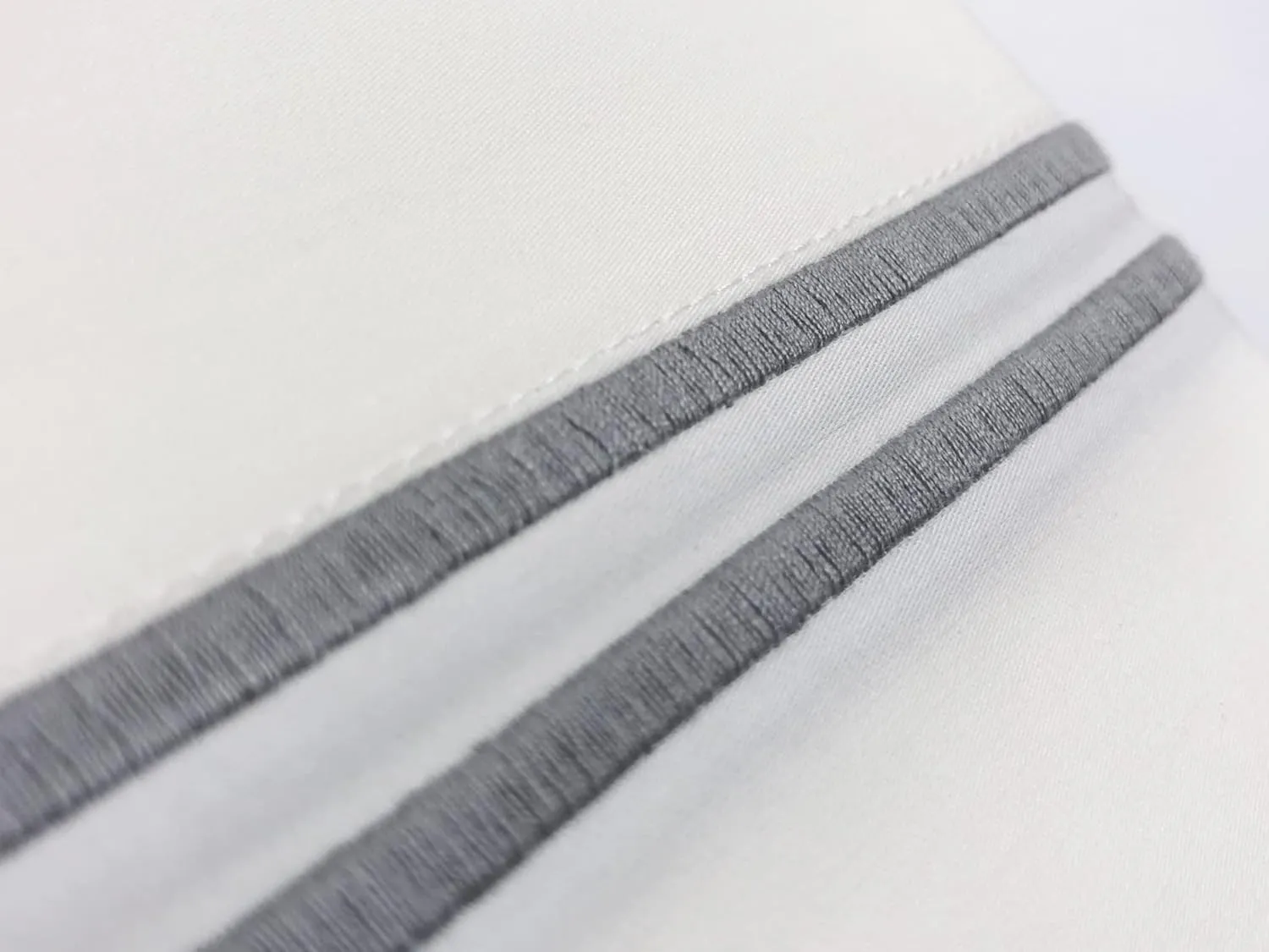 Chezmoi Collection Venezia 4-Piece 400 Thread Count Tencel Cotton Sheet Set - Double Row Stitch Embroidery Bordered - Silky Soft, Smooth, Breathable Cooling - King, Gray