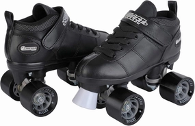 CHICAGO Bullet Speed Roller Skate for Men, 62mm Urethane Wheels, ABEC-1 Bearings, Lace-Up Vinyl Boot, Black – Indoor/Outdoor Racing Skates