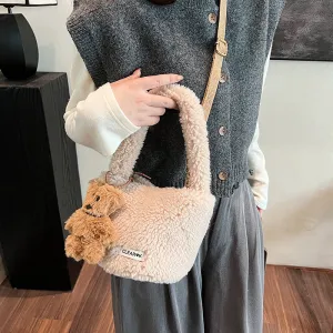 Classic Plush Corner Design Large Capacity Shoulder Bags