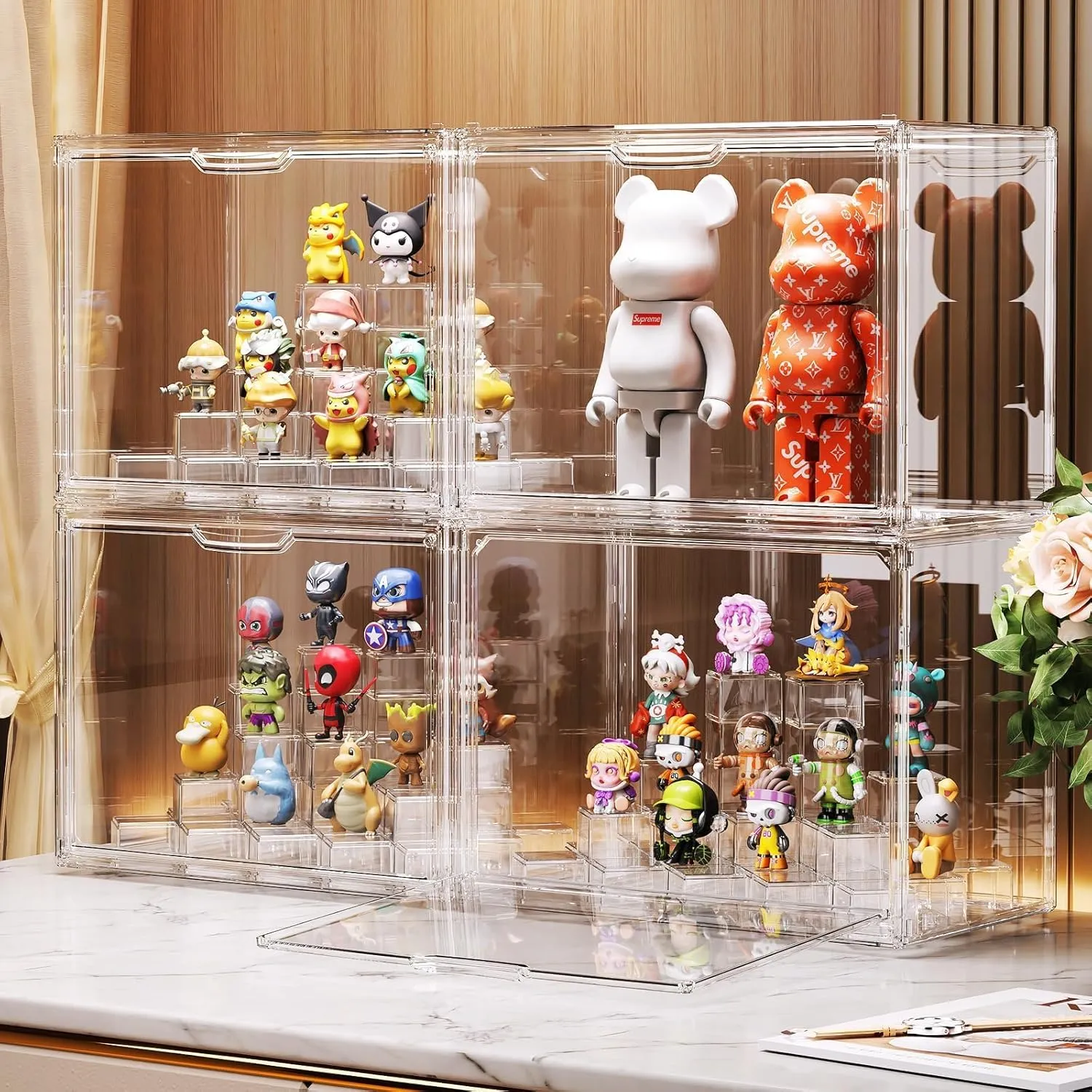 Clear Display Case for Collectibles & Toys, Protection Organizer Magnetic Door Storage Box, Perfect for Protecting & Showcasing Your Favorite Collectibles, Stackable Showcase for POP MART Figures