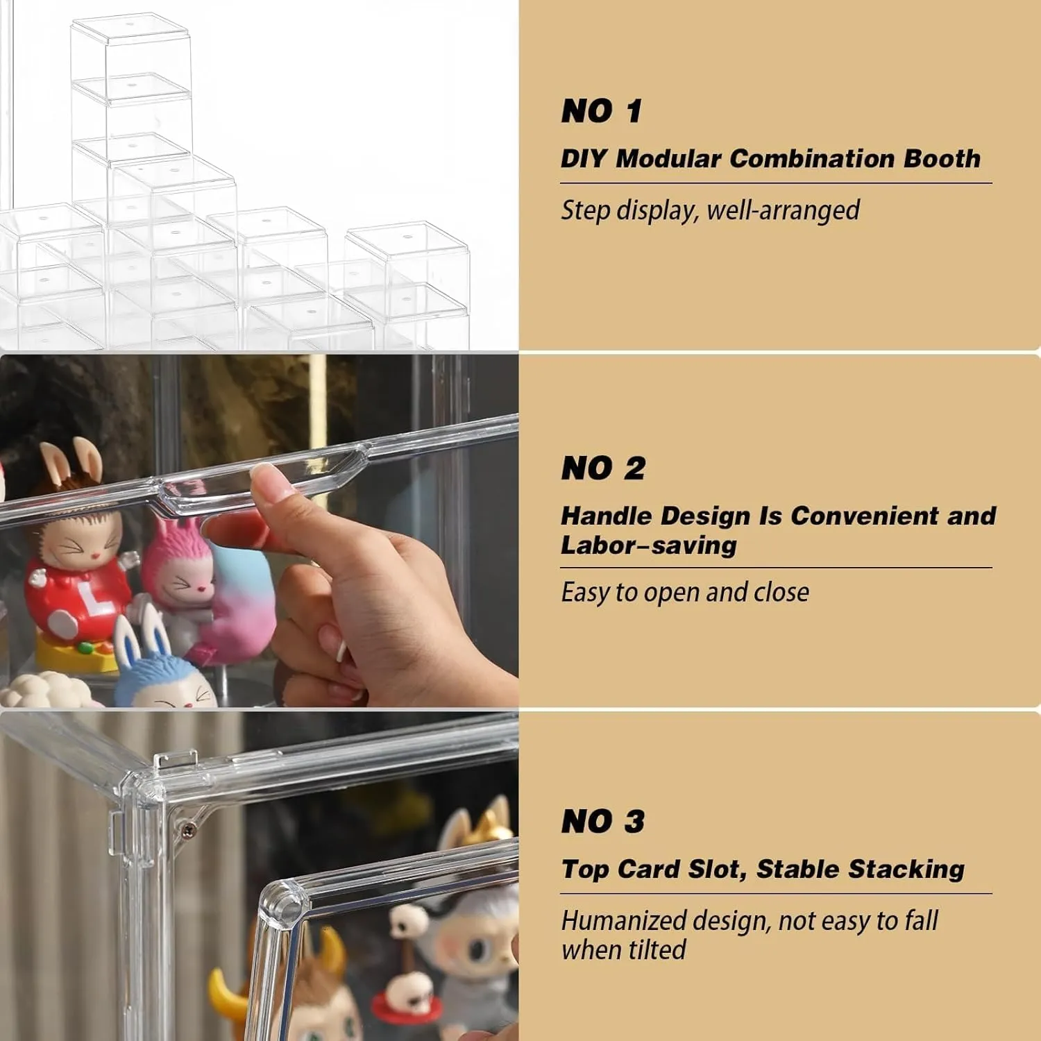 Clear Display Case for Collectibles & Toys, Protection Organizer Magnetic Door Storage Box, Perfect for Protecting & Showcasing Your Favorite Collectibles, Stackable Showcase for POP MART Figures