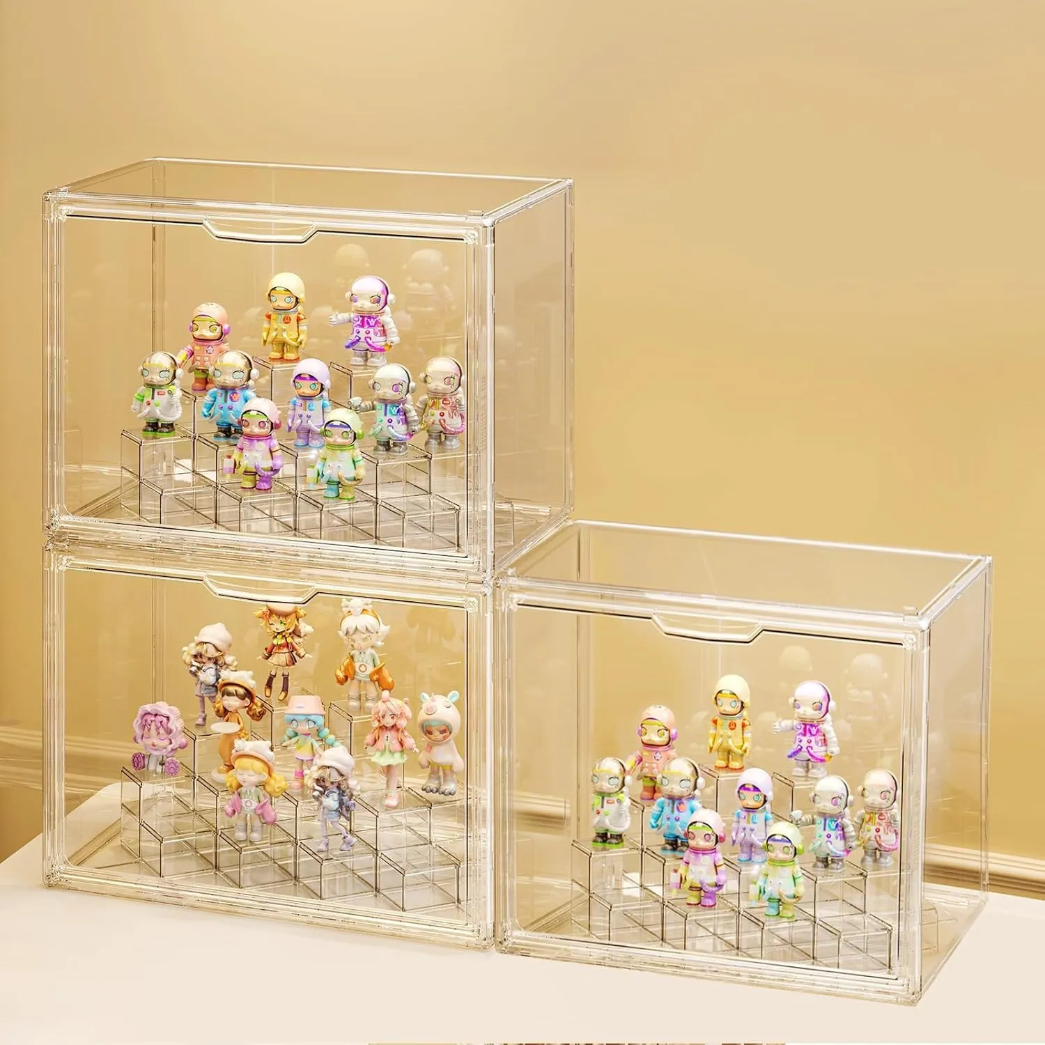 Clear Display Case for Collectibles & Toys, Protection Organizer Magnetic Door Storage Box, Perfect for Protecting & Showcasing Your Favorite Collectibles, Stackable Showcase for POP MART Figures
