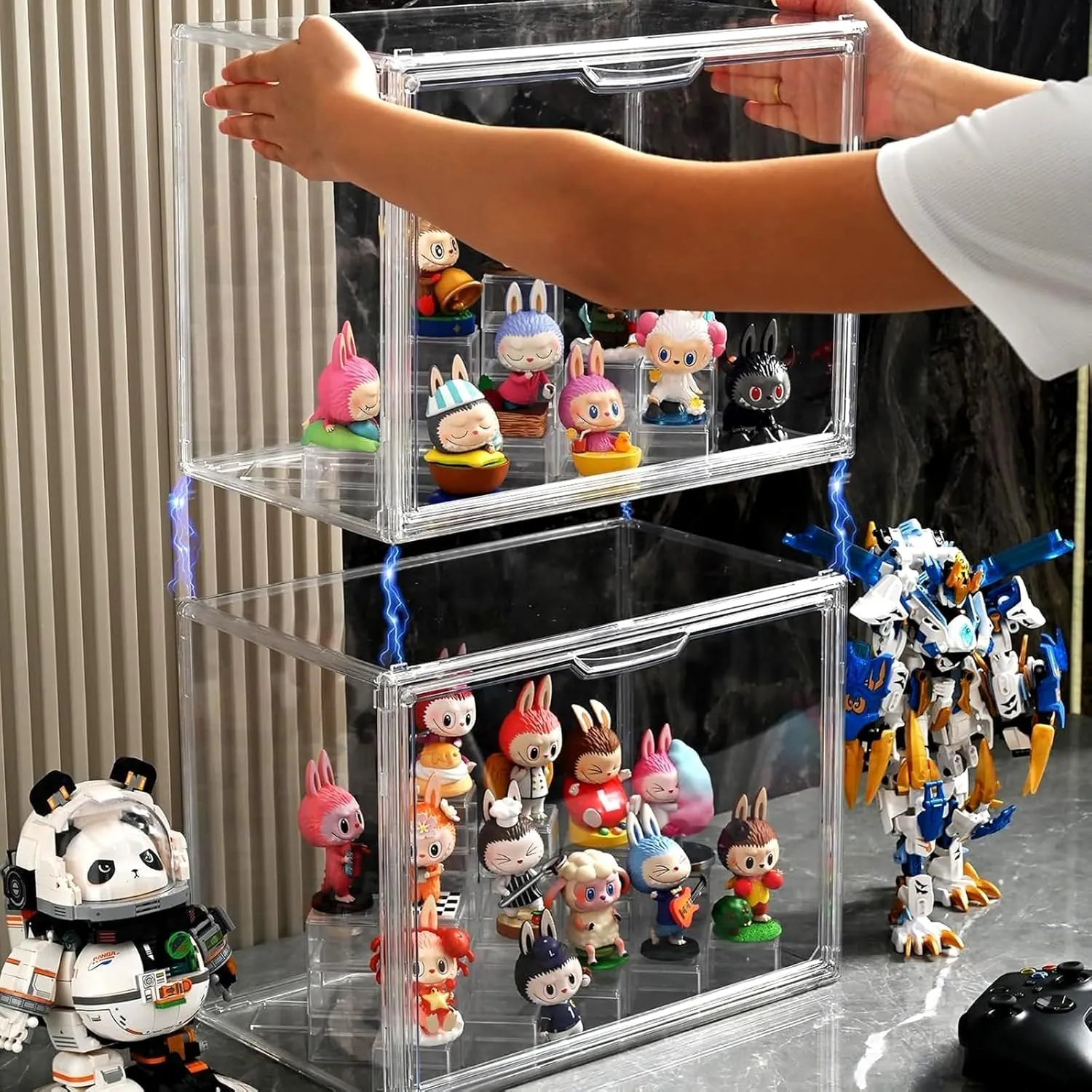 Clear Display Case for Collectibles & Toys, Protection Organizer Magnetic Door Storage Box, Perfect for Protecting & Showcasing Your Favorite Collectibles, Stackable Showcase for POP MART Figures