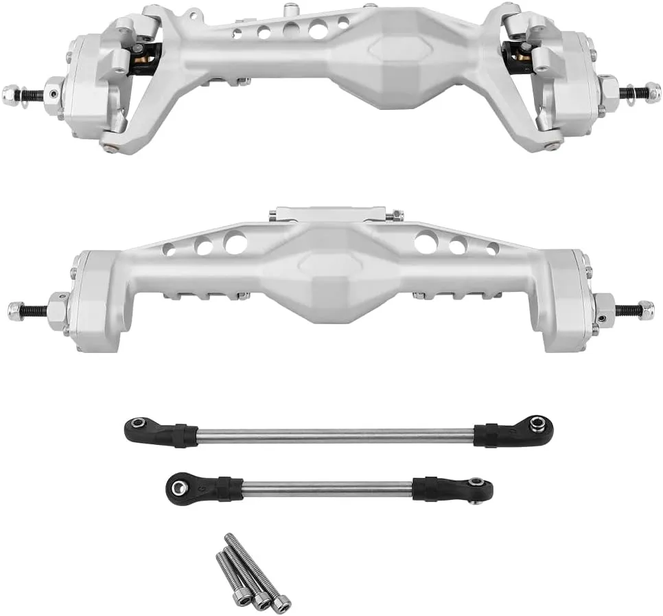 CNC Offset Portal Axle with Adjustable Link Mount for 1/10 RC Crawler Axial SCX10 III AXI03029 AR45P Rock Buggy LCG Chassis Cheater Rigs Upgrade Parts (Silver)