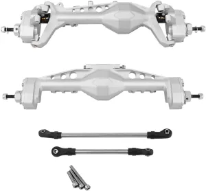 CNC Offset Portal Axle with Adjustable Link Mount for 1/10 RC Crawler Axial SCX10 III AXI03029 AR45P Rock Buggy LCG Chassis Cheater Rigs Upgrade Parts (Silver)