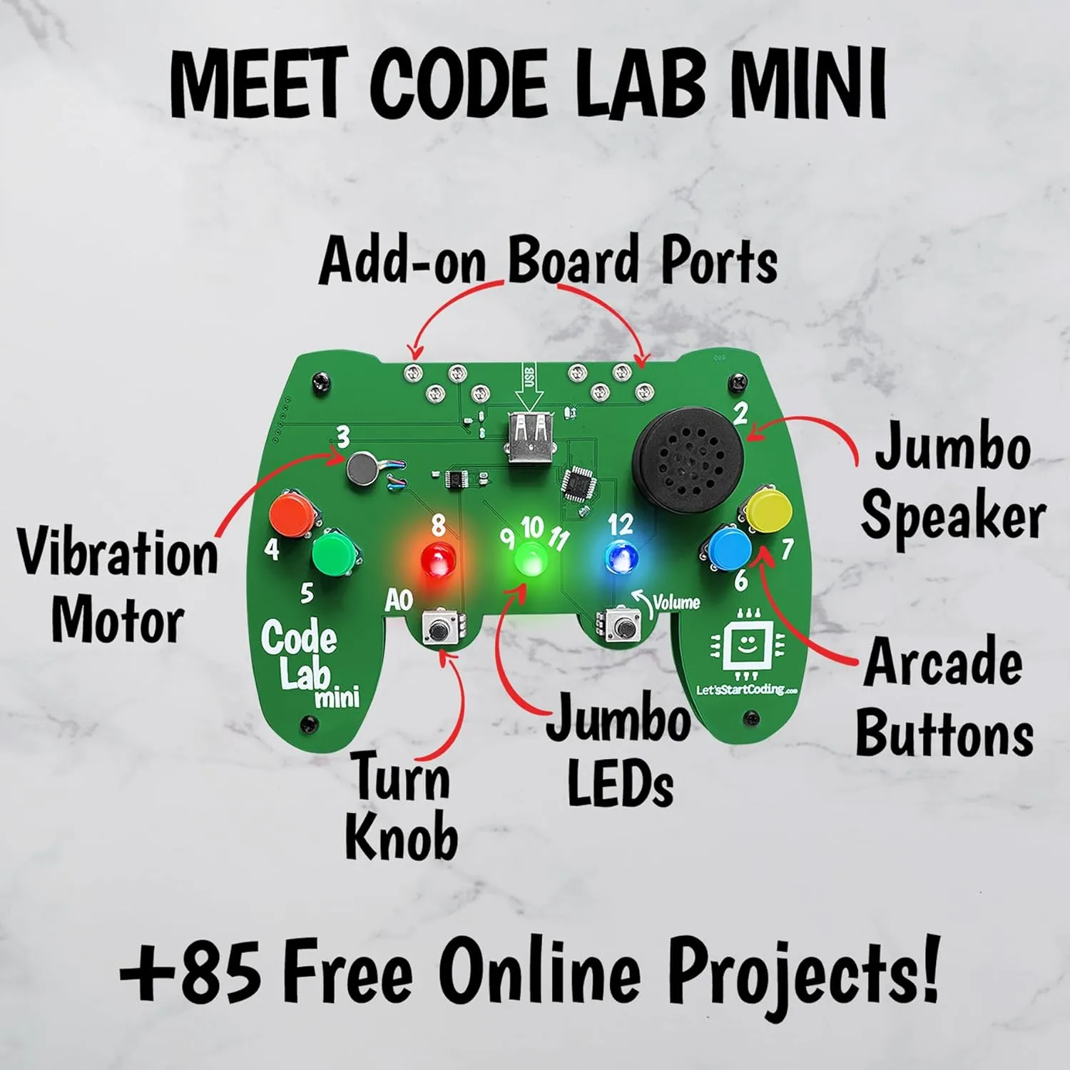 Code Lab Mini Coding & STEM Gift for Kids 8-12 . Designed in The USA by Let's Start Coding. Turn Your Teen Gamer into a C   Programmer with 100  Online Projects.