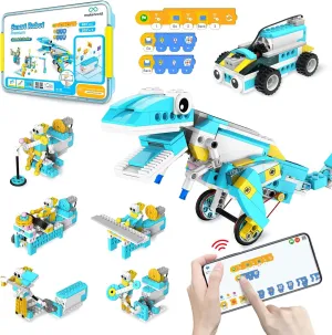 Coding Robot Kit for Kids Ages 6 , 200-in-1 RC Robot Building Toys,Scratch Junior Educational Coding Kit with 36 Free Video Courses, Birthday Childrens' Day Gift for Boys Girls(400  Blocks)