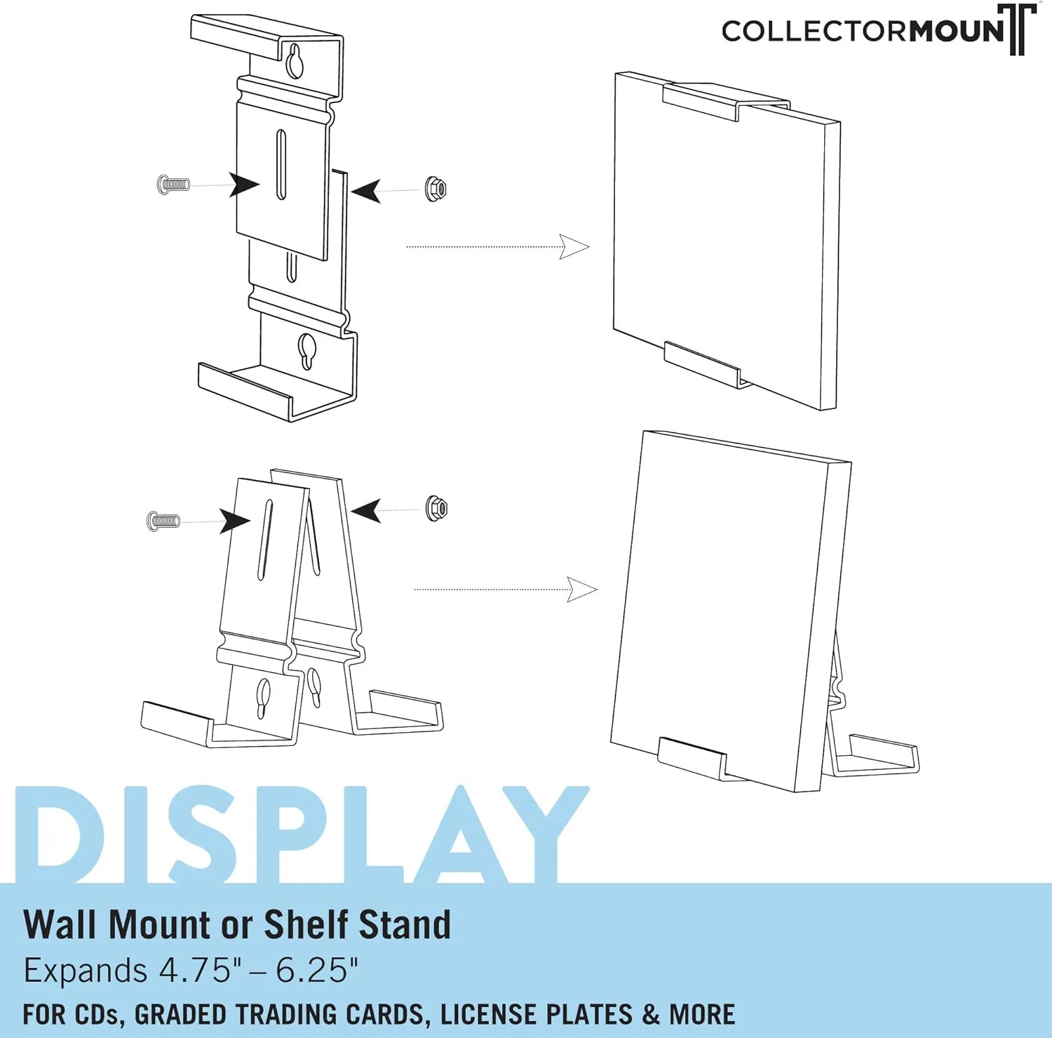 CollectorMount Card Mount for Graded PSA Trading and Sports Cards, Stand and Wall Mount Display for Collectible Cards (4 Mounts)