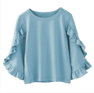 Colorful Childhood Little Girls Ruffle Bat T Shirt Autumn Princess Girl Blouses Spring Tops
