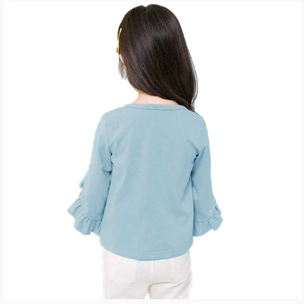 Colorful Childhood Little Girls Ruffle Bat T Shirt Autumn Princess Girl Blouses Spring Tops