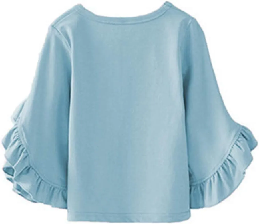 Colorful Childhood Little Girls Ruffle Bat T Shirt Autumn Princess Girl Blouses Spring Tops