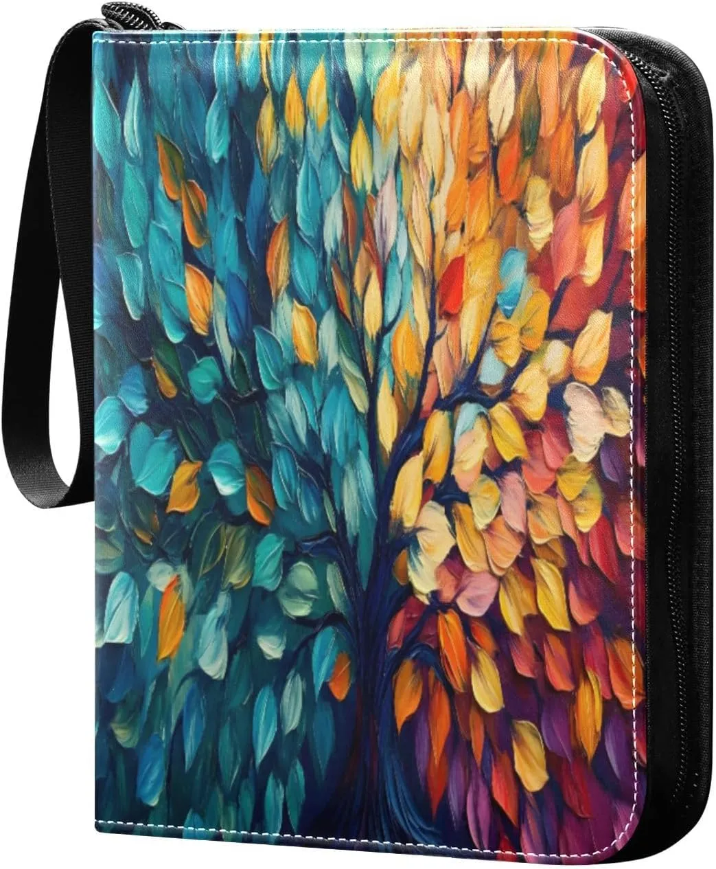 Colorful Leaves Tree Card Binder Holder 4-Pocket Card Collectors Album Fits 400 Cards for Baseball Card, Football Card