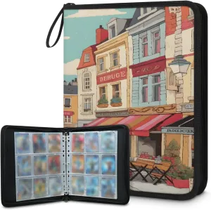 Colorful Street 3 Ring Trading Zipper Binder Strap, Trading Card Binder 9 Pocket, 900 Pockets Card Holder with 50 Removable Sleeves for Game Cards