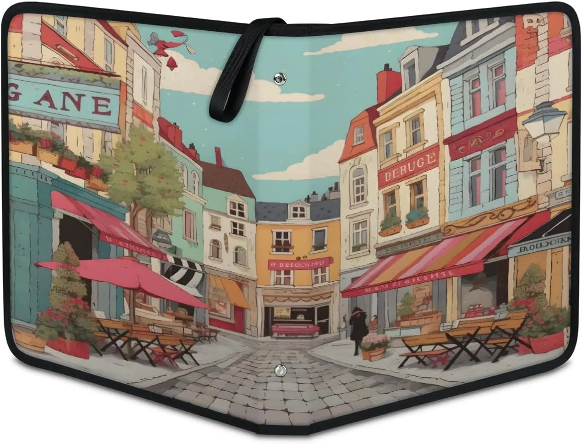 Colorful Street 3 Ring Trading Zipper Binder Strap, Trading Card Binder 9 Pocket, 900 Pockets Card Holder with 50 Removable Sleeves for Game Cards