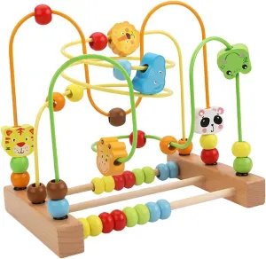 Colorful Wooden Bead Maze Toy for Kids Learning Development, Animal