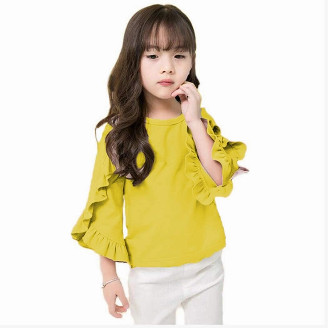 Colorful Childhood Little Girls Ruffle Bat T Shirt Autumn Princess Girl Blouses Spring Tops