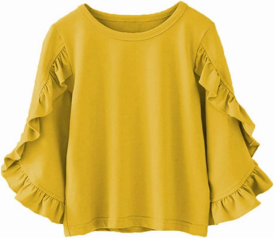 Colorful Childhood Little Girls Ruffle Bat T Shirt Autumn Princess Girl Blouses Spring Tops