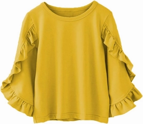Colorful Childhood Little Girls Ruffle Bat T Shirt Autumn Princess Girl Blouses Spring Tops