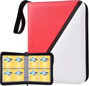 Compact 4-Pocket Card Binder with carrying strap, Fits 440 Cards Trading Card Binder with 55 Removable Sleeves, Card Organizer Case for Kids, Game Cards, Travel Use