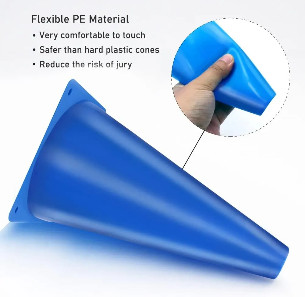 Cones Sports 9 Inch, 15 Pack Training Cones for Soccer Practice, Agility Field Cone Set for Drills Football Basketball, Plastic Cones for Outdoor Indoor Games