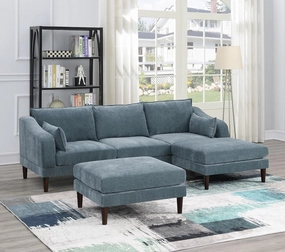 Contemporary 5-Piece Modular Sectional Set for Living Room, Plush Seating with Ottoman and Armchairs, Mineral Finish