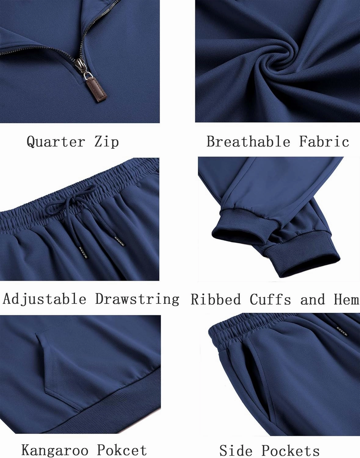 COOFANDY Men's Tracksuit 2 Piece Quarter Zip Sweatsuit Sets Casual Athletic Running Jogging Suits
