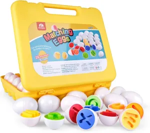 Coogam Letters Matching Eggs 26PCS ABC Alphabet Color Sorter Puzzle Easter Travel Bingo Game Uppercase Learning Fine Motor Skill Montessori Gift for Year Old Kids