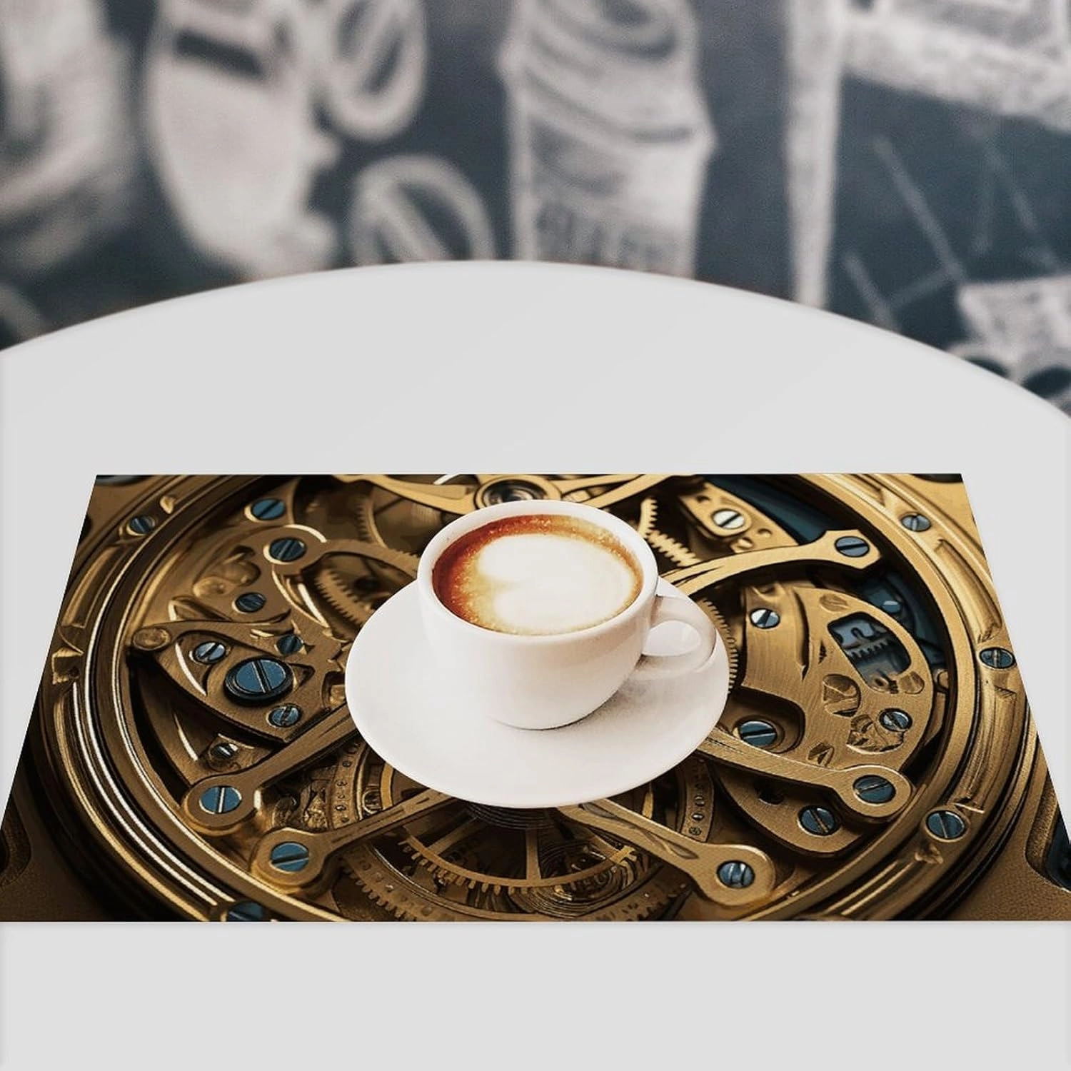 Cool Steampunk Gears Placemats 6 PCS PVC Place Mats, Washable Heat Resistant Non-Slip Table Mats, Waterproof Placemats Set for Indoor & Outdoor Dining Table Kitchen Holiday Party
