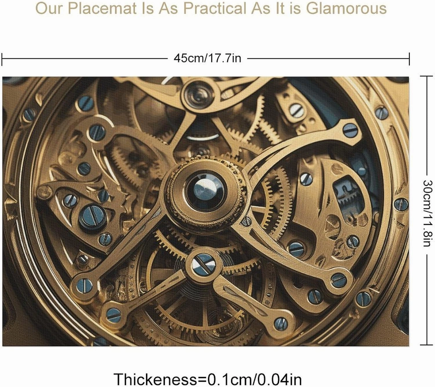 Cool Steampunk Gears Placemats 6 PCS PVC Place Mats, Washable Heat Resistant Non-Slip Table Mats, Waterproof Placemats Set for Indoor & Outdoor Dining Table Kitchen Holiday Party
