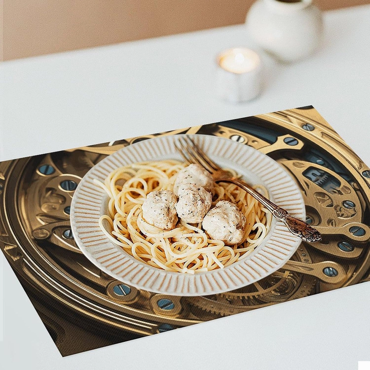 Cool Steampunk Gears Placemats 6 PCS PVC Place Mats, Washable Heat Resistant Non-Slip Table Mats, Waterproof Placemats Set for Indoor & Outdoor Dining Table Kitchen Holiday Party