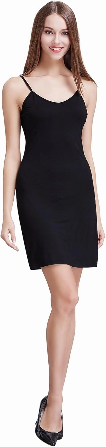 Coreal Full Slip For Women Under Dress Adjustable Spaghetti Strap Knee Length Slips Undergarment Nightwear