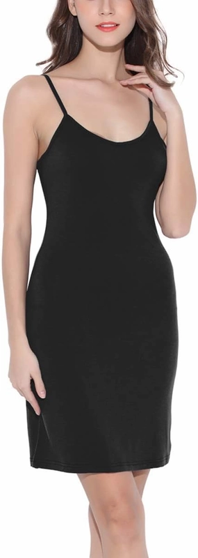 Coreal Full Slip For Women Under Dress Adjustable Spaghetti Strap Knee Length Slips Undergarment Nightwear