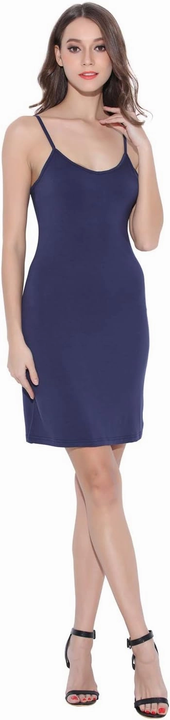 Coreal Full Slip For Women Under Dress Adjustable Spaghetti Strap Knee Length Slips Undergarment Nightwear