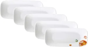 Corelle Square Long Plates, Set of 5, Break-resistant, Lightweight, Microwave & Oven Safe, Dishwasher Safe, Bombon Flail