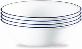 Corelle Vitrelle Glass Dinnerware Set, Chip & Crack Resistant Triple Layer Glass, 4-PC Bowl, Portofino
